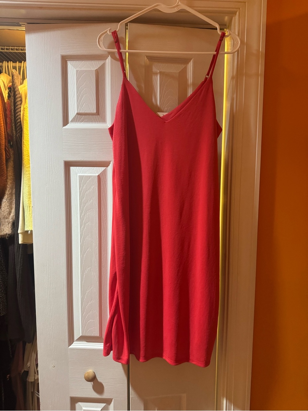 Coral Slip Dress with Adjustable Straps